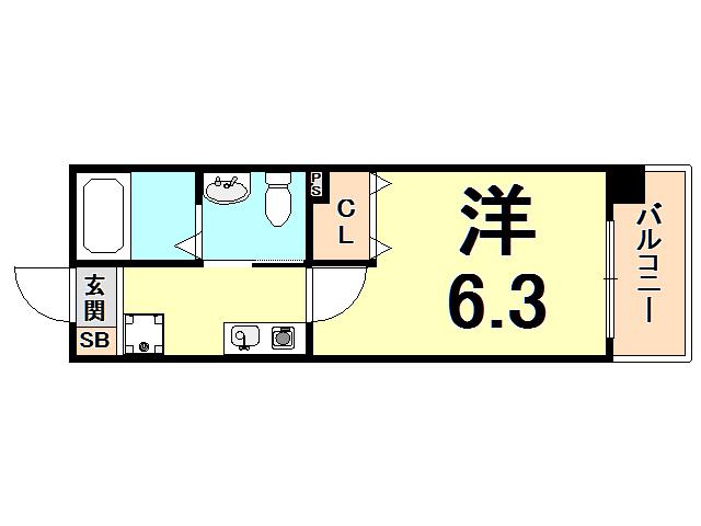 ダイドーメゾン阪神西宮駅前(1K/7階)の間取り写真