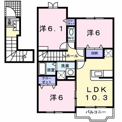 グランデ・フィオーレ I-C(3LDK/2階)の間取り写真