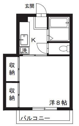 コスモ福生(1K/3階)の間取り写真