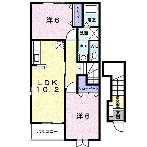 USガーデン(2LDK/2階)の間取り写真