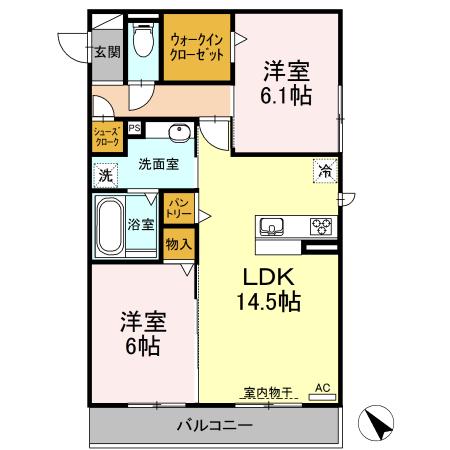 サンライズ F(2LDK/3階)の間取り写真