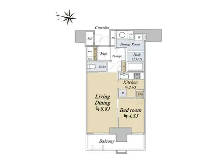 ブランズタワー梅田ノース(1LDK/8階)の間取り写真