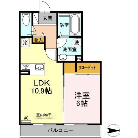セジュールASAMI(1LDK/2階)の間取り写真