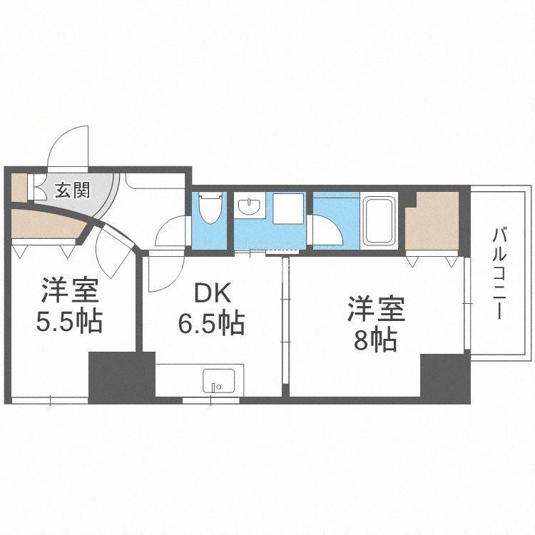 ZEUS 難波CUBE(2DK/8階)の間取り写真