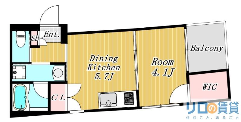 LUXE新大阪(1DK/3階)の間取り写真