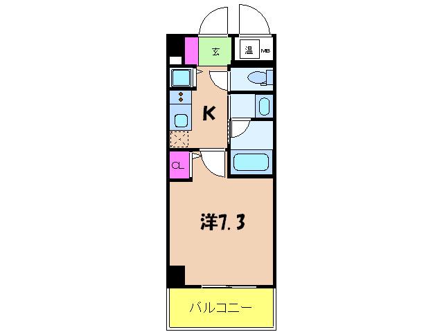ラフォルテ南塚口(1K/3階)の間取り写真