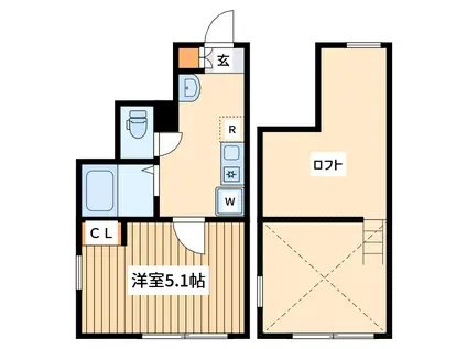 パピヨンⅢ(1K/2階)の間取り写真