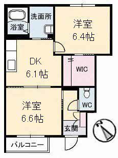メゾン楽天B棟(2DK/1階)の間取り写真