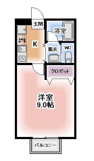 ドミールオクト(1K/2階)の間取り写真