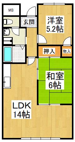日吉壱番館(2LDK/2階)の間取り写真