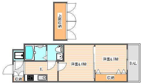 NO46 Vプロジェクト2100天神(2K/9階)の間取り写真