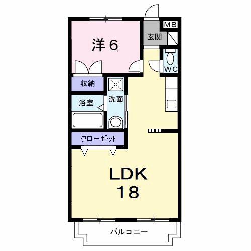 メゾンむさし野(1LDK/2階)の間取り写真