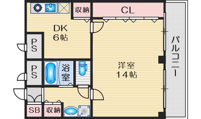 ハイムタケダT8(1DK/4階)の間取り写真