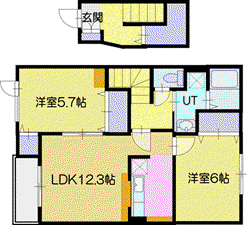 サンクリオージュ壱番館(2LDK/2階)の間取り写真
