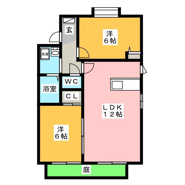 Mハイツ(2LDK/1階)の間取り写真