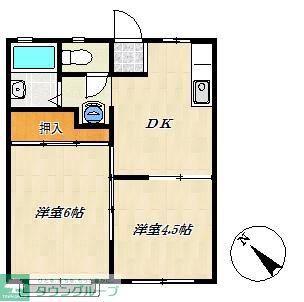 プラムハイツ(2DK/1階)の間取り写真
