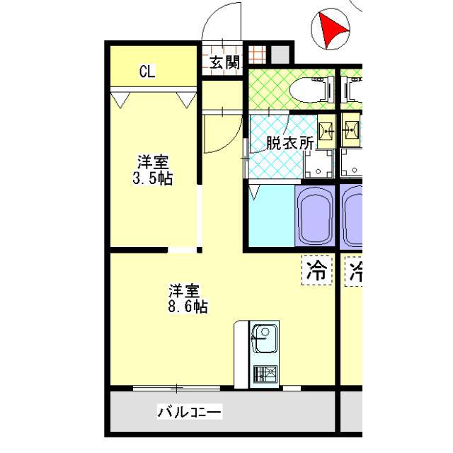 マリベールセレブレーション(1LDK/3階)の間取り写真