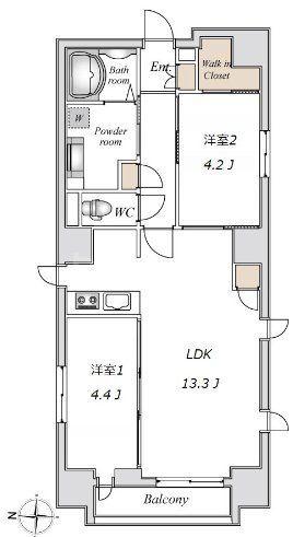 LIVEFLAT錦糸町(2LDK/4階)の間取り写真