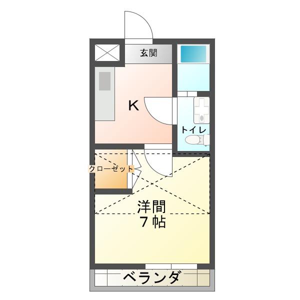 キャロットハウス5番館(1K/3階)の間取り写真