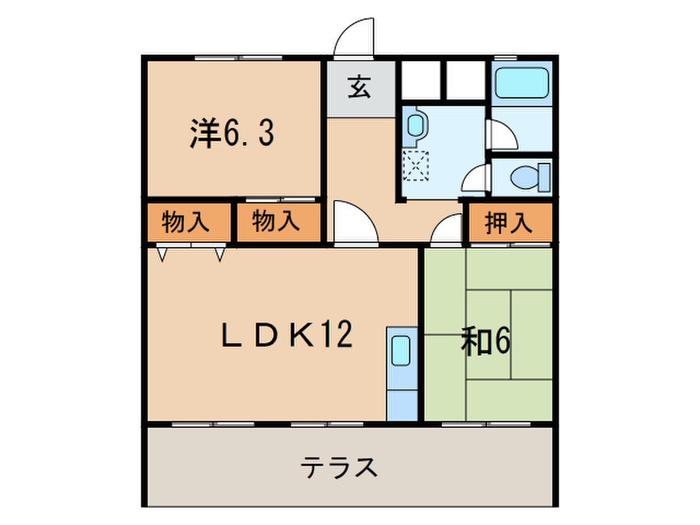 第2新東苑マンション(2LDK/1階)の間取り写真