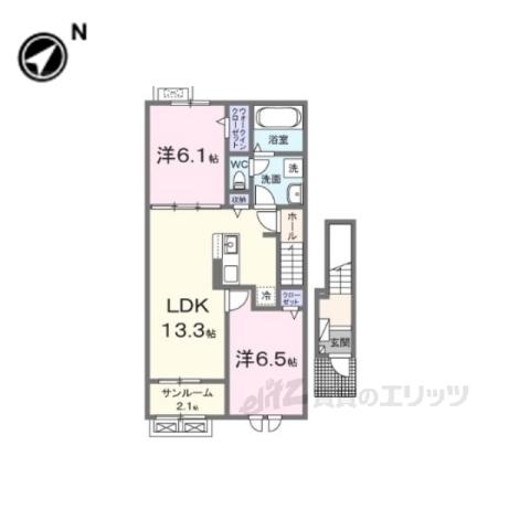 ラフテル(2LDK/2階)の間取り写真