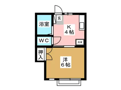 グリーンヒル(1K/2階)の間取り写真