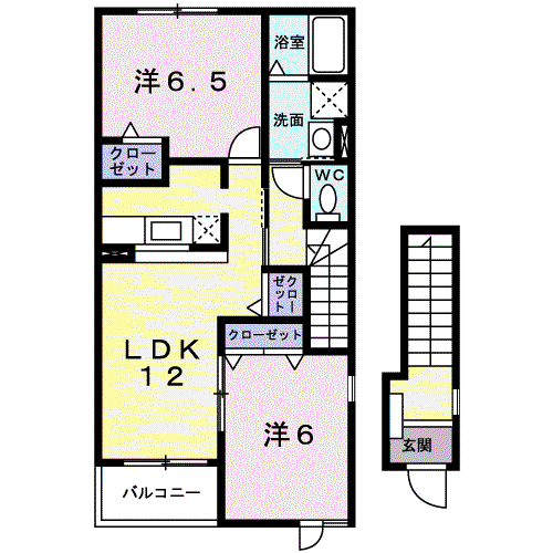 オフィング・サトウI(2LDK/2階)の間取り写真