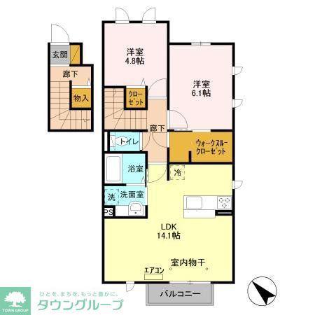 つくばエクスプレス 流山おおたかの森駅 徒歩12分 2階建 築13年(2LDK/2階)の間取り写真