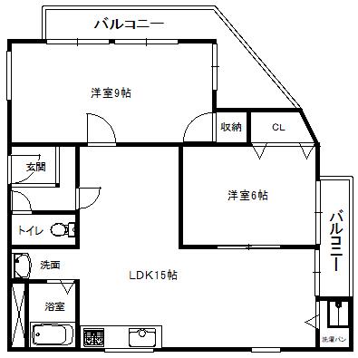 箕面桜コーポ(2LDK/3階)の間取り写真