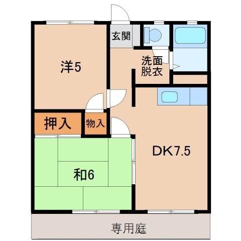メゾン北澤(2DK/1階)の間取り写真