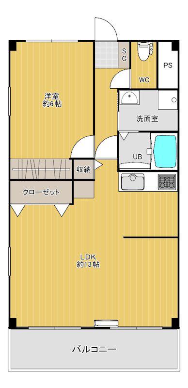 サンエイトONO(1LDK/4階)の間取り写真