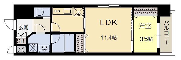 フレンシアノイエ江坂(1LDK/8階)の間取り写真