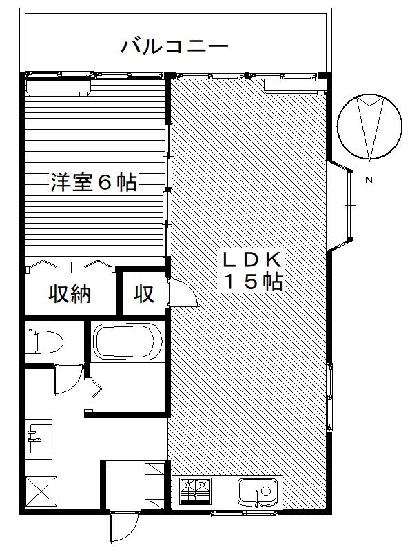 コンフォートA(1LDK/2階)の間取り写真