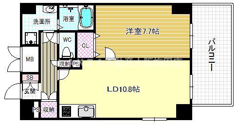 ベクス福島(1LDK/10階)の間取り写真