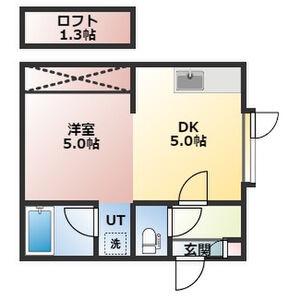 ウェルフェアー15(1DK/2階)の間取り写真