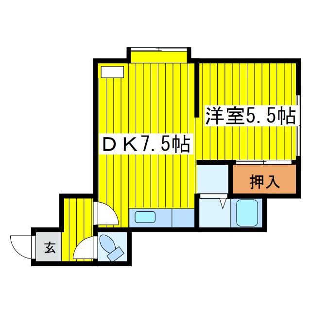 ハイツE(1DK/2階)の間取り写真
