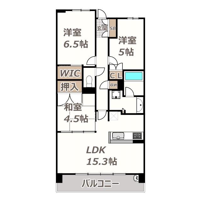 ザ・パークハウス阿倍野三明町(3LDK/11階)の間取り写真