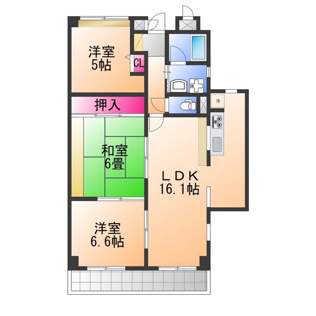 ブリッジフィールド(3LDK/3階)の間取り写真