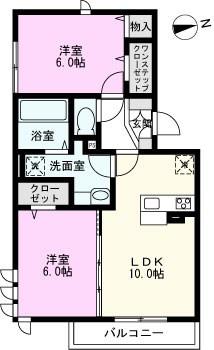 ロイジェントパークスレイクタウンIII J(2LDK/1階)の間取り写真