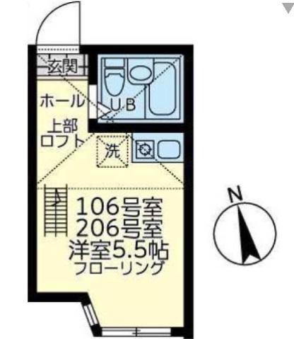 ユナイト境之谷タルトフロマージュ(ワンルーム/1階)の間取り写真