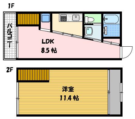 ECRU(1LDK/1階)の間取り写真