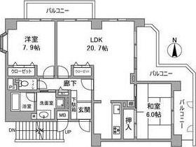 メゾン夙川(2LDK/2階)の間取り写真