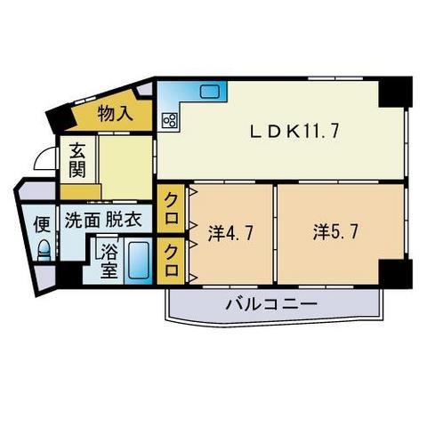 セレソン大濠(2LDK/8階)の間取り写真