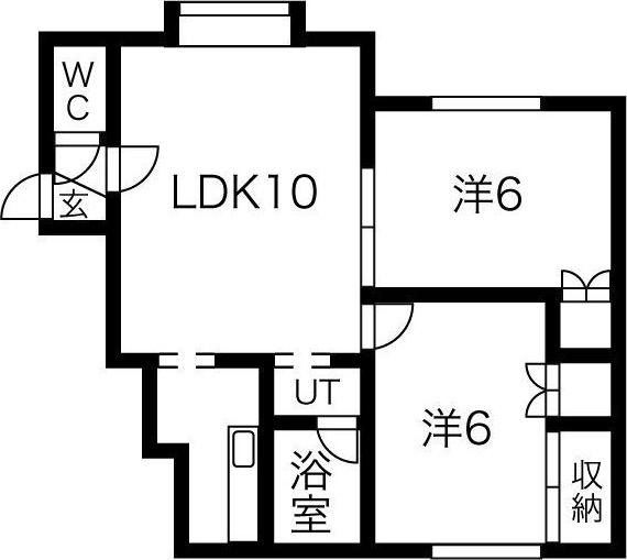 スカイスクレーバー富丘(2LDK/2階)の間取り写真