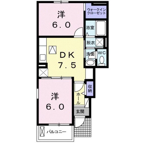 ベル アルカンシェルIIA(2DK/1階)の間取り写真