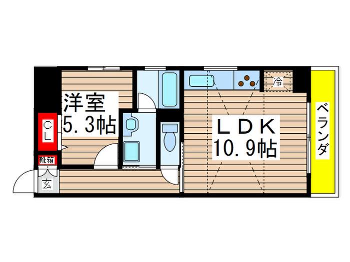 スカイヒルズ(1LDK/5階)の間取り写真
