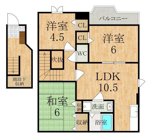 クレストール三笠(3LDK/2階)の間取り写真