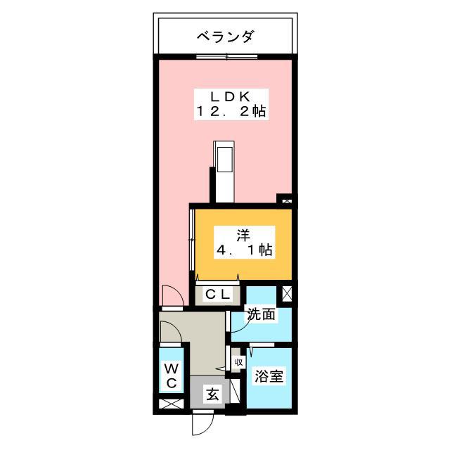 西浜田レジデンス(1LDK/2階)の間取り写真