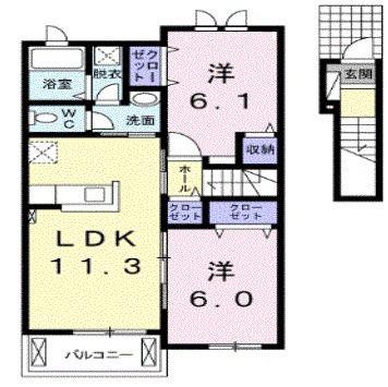 ビオラ・Y(2LDK/2階)の間取り写真