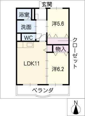 エミネンスM(2LDK/3階)の間取り写真